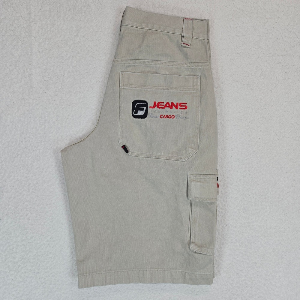 FUBU The Collection Cargo Shorts Mens 33 Tan Baggy Vintage 90s Y2K Streetwear 05